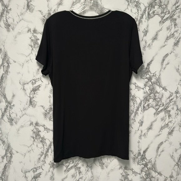 Colleen Lopez Women’s Black Short Sleeves V Neck Top Size L - Picture 7 of 9